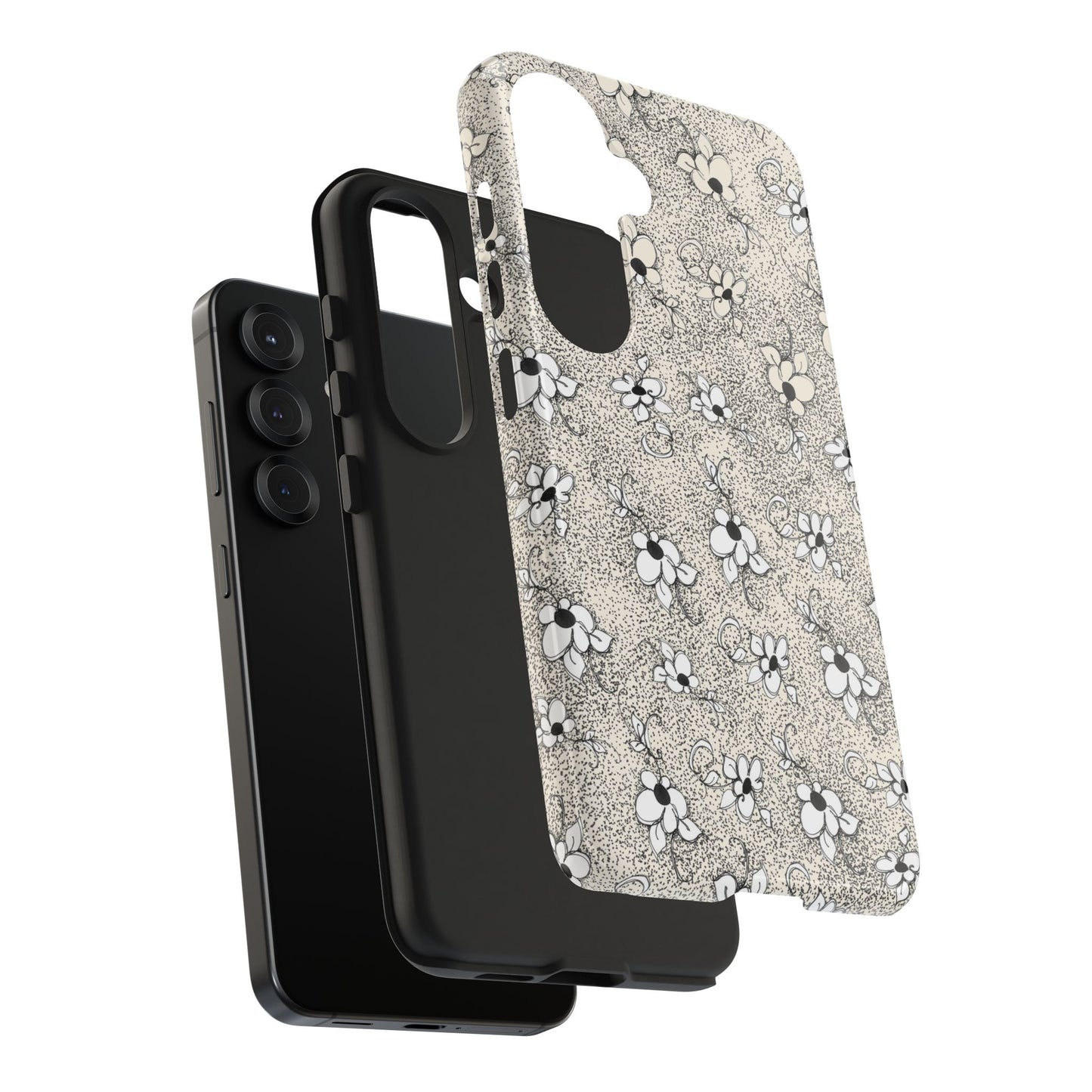 Daisy Flecks Ivory / Black Phone Case