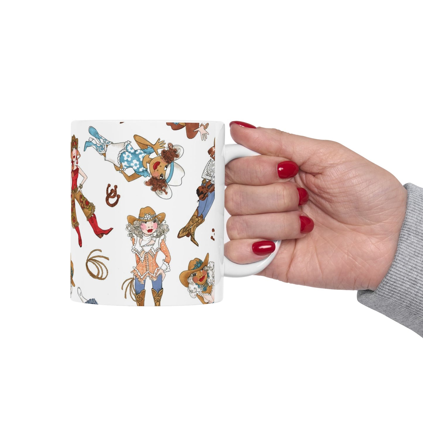 Tossed Cowgirls White Cup