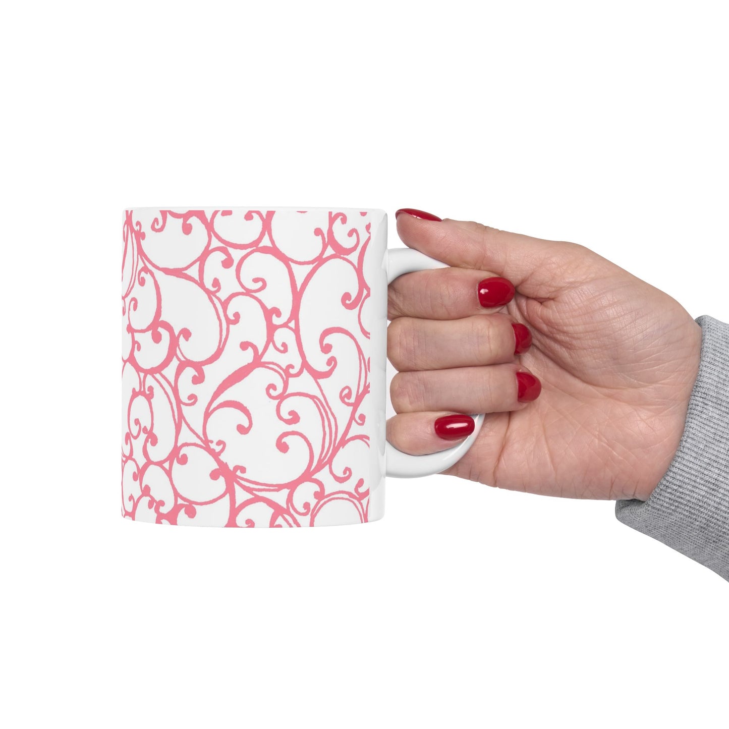 Scrollie White / Pink Cup
