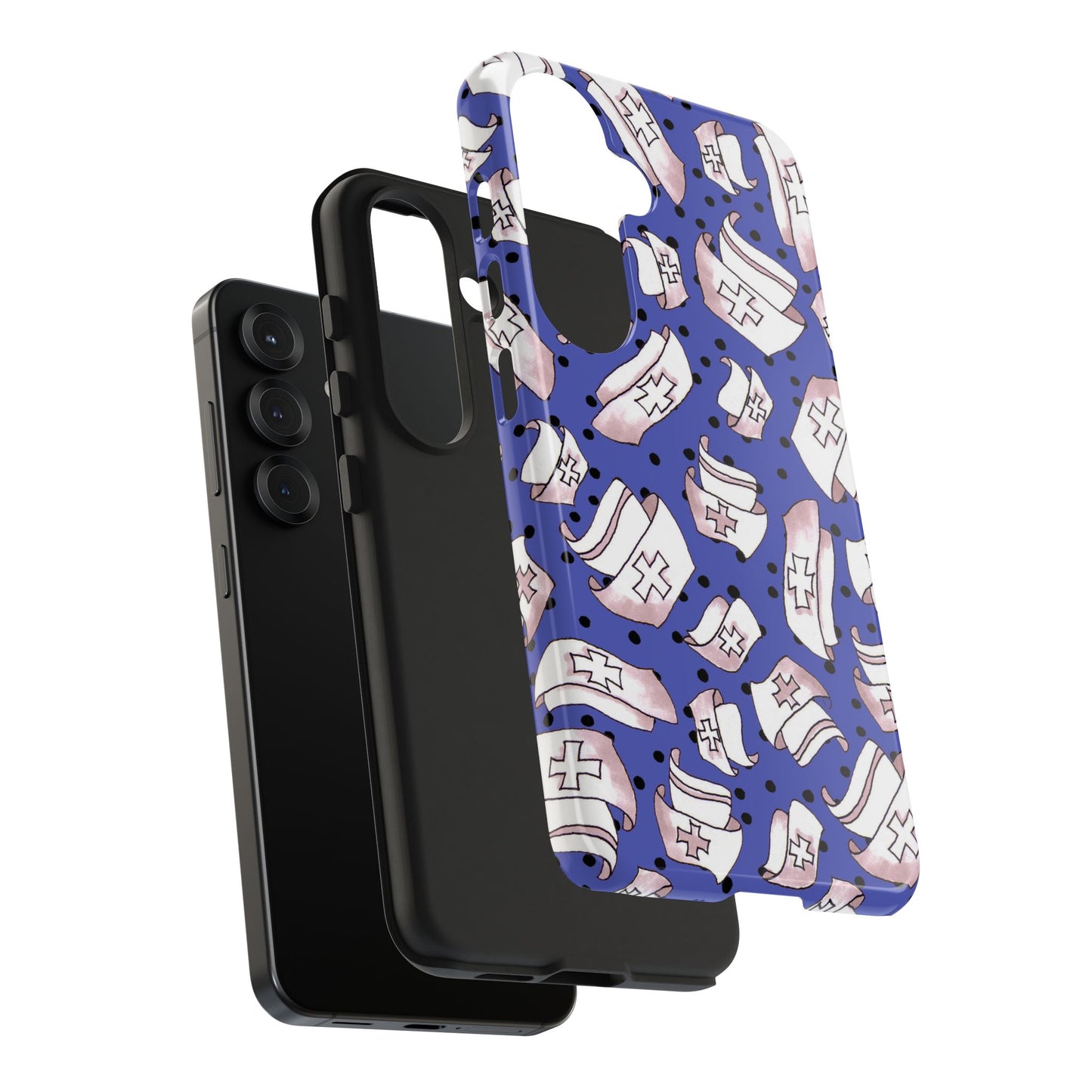 Med Hats Blue / Black Phone Case
