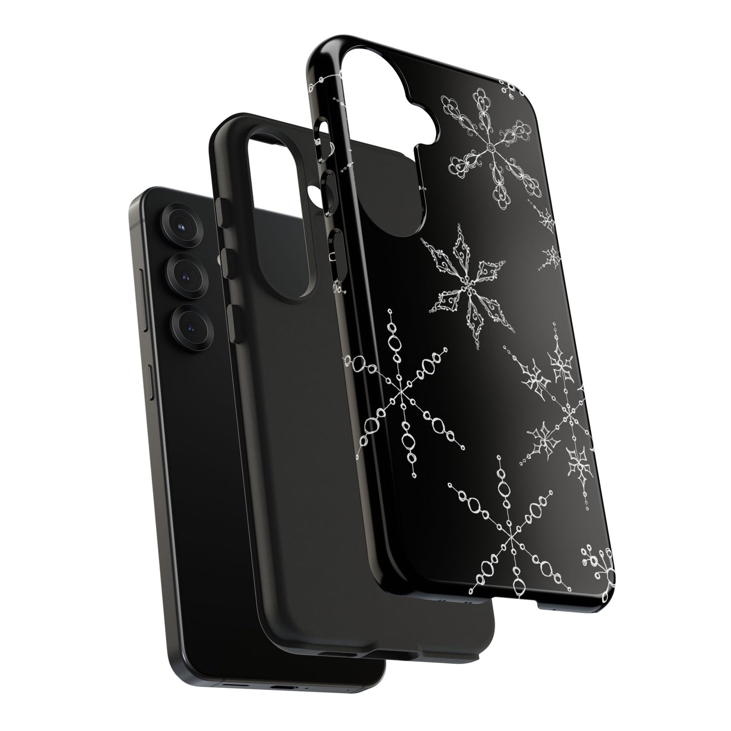 Snowflakes Black Phone Case