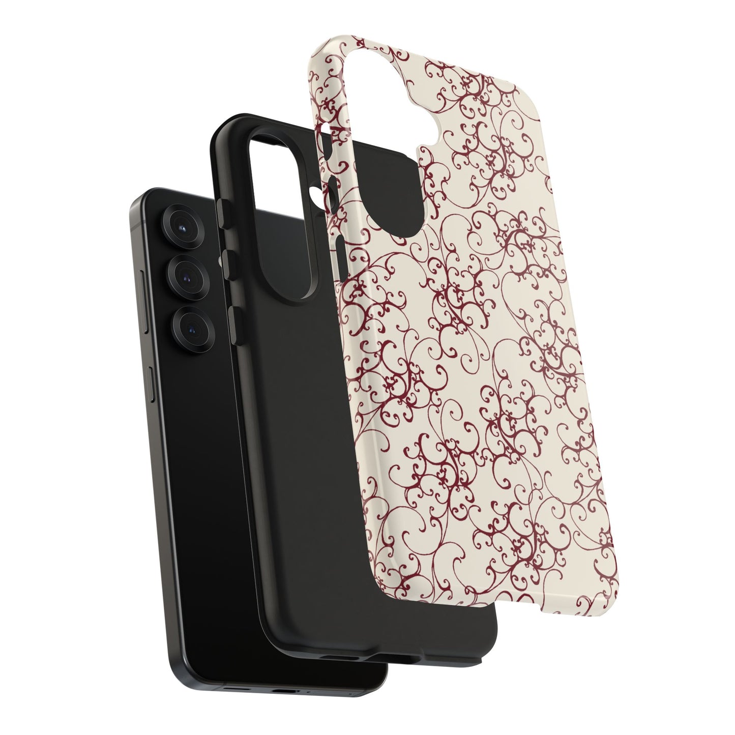 Elegant Scroll Ivory / Red Phone Case
