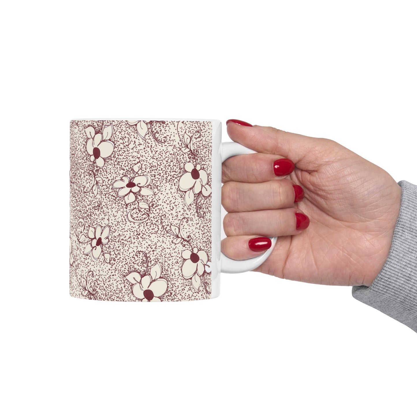 Daisy Specks Ivory / Red Cup