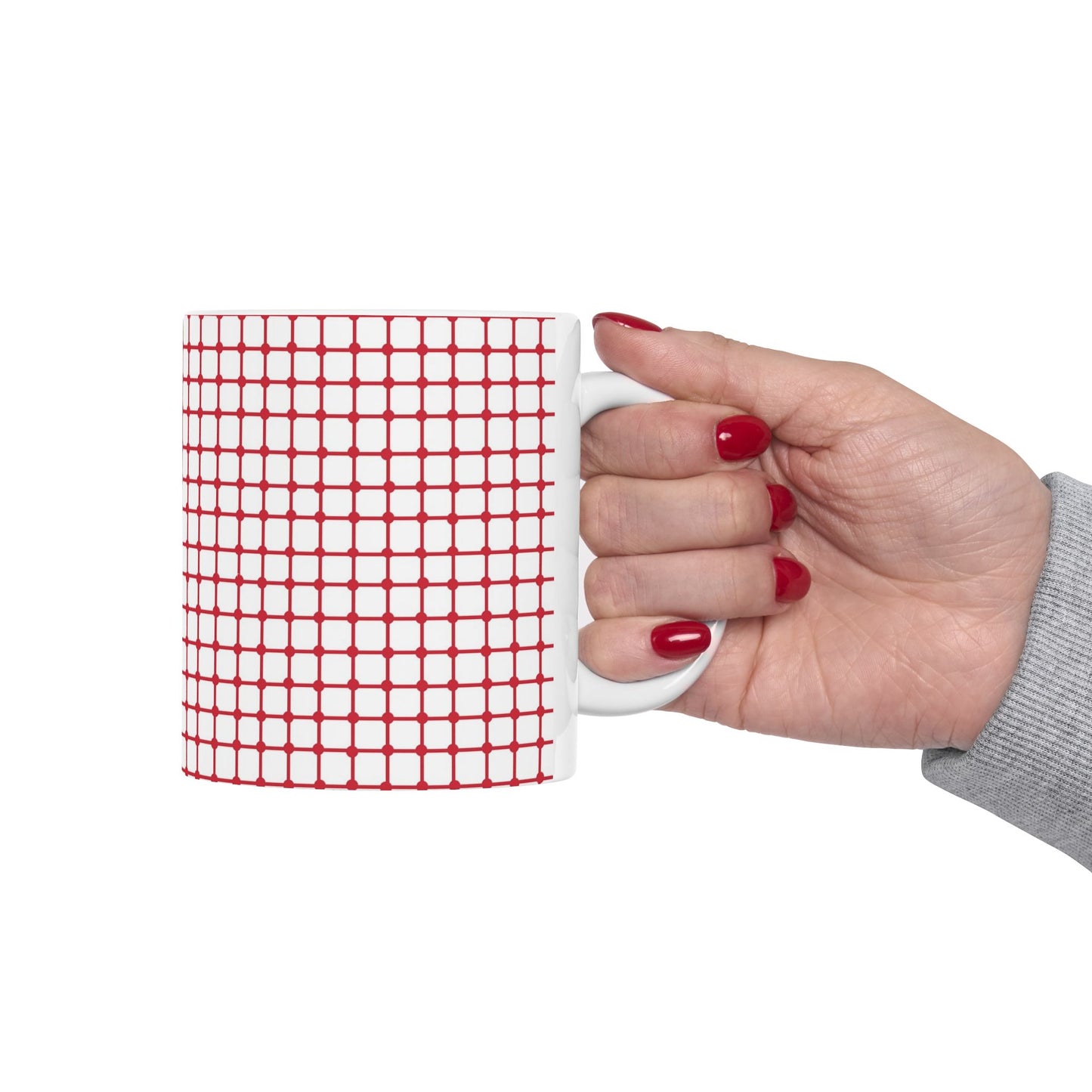 Dot Grid White / Red Cup
