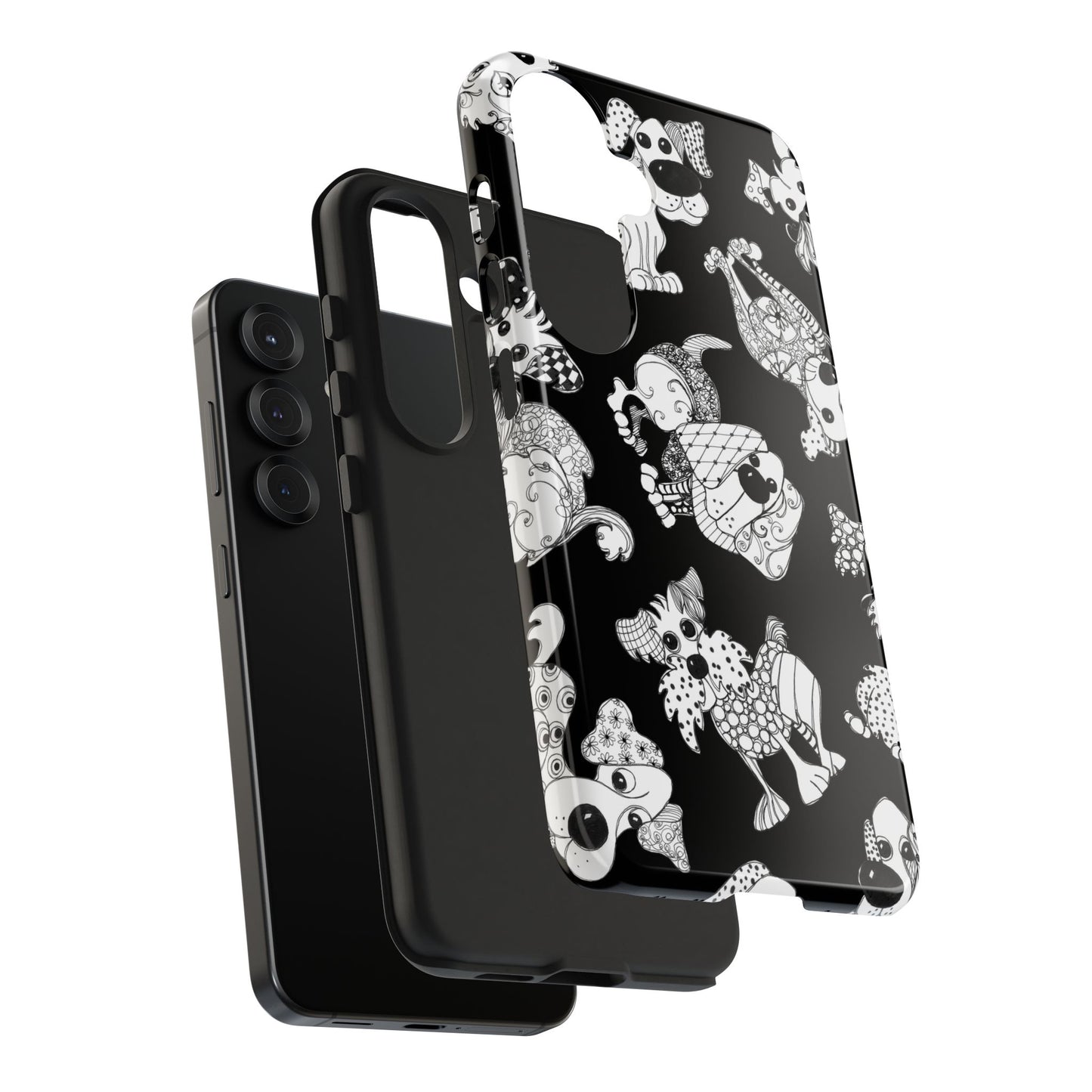 Doodle Dogs Black Phone Case