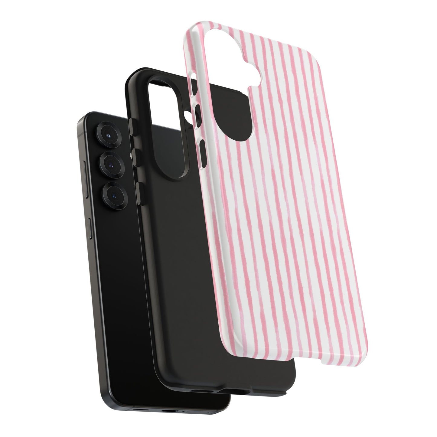 Happy Stripe White / Pink Phone Case