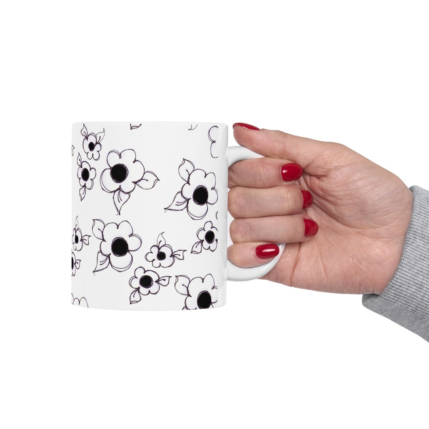Daisy Cluster White / Black Cup