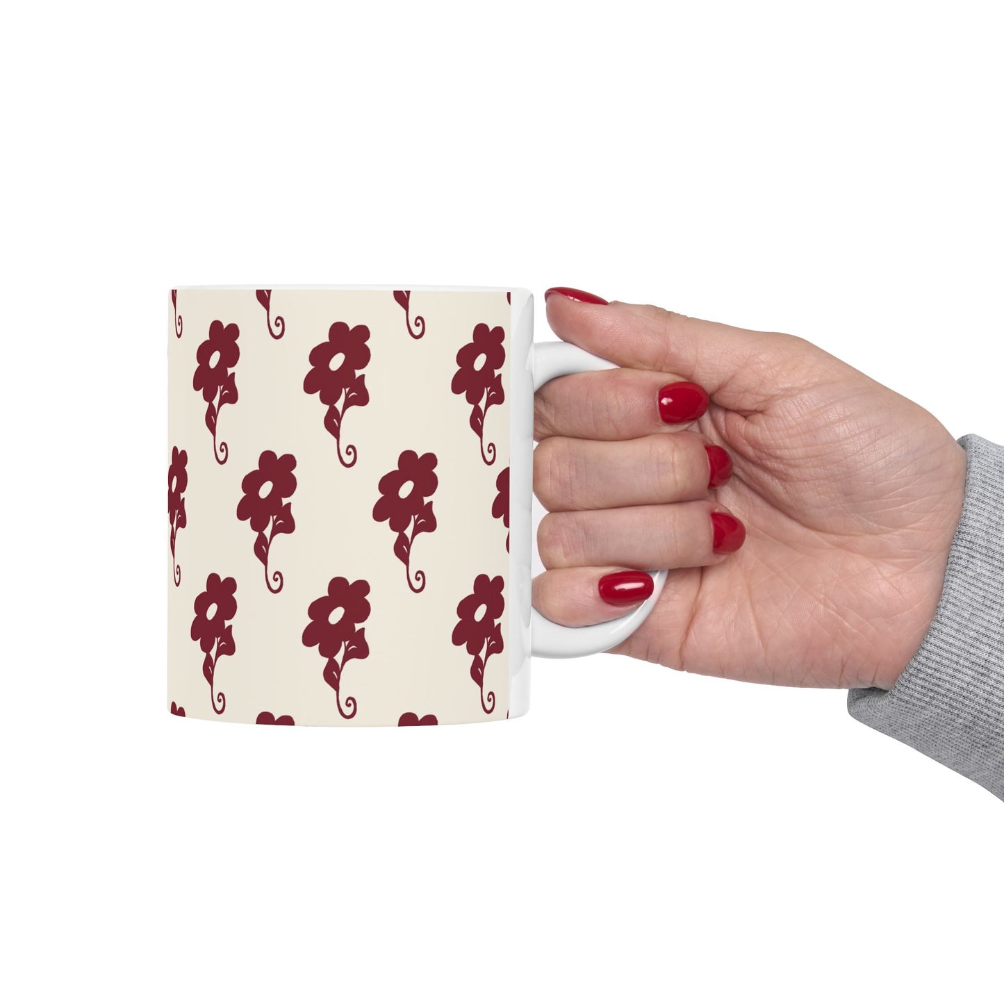 Flowers Ivory / Red Cup