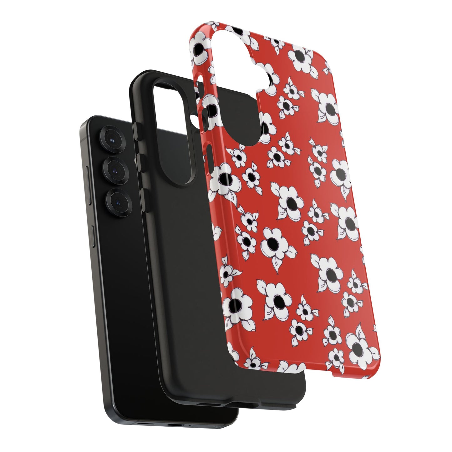 Daisy Cluster Red / Black Phone Case