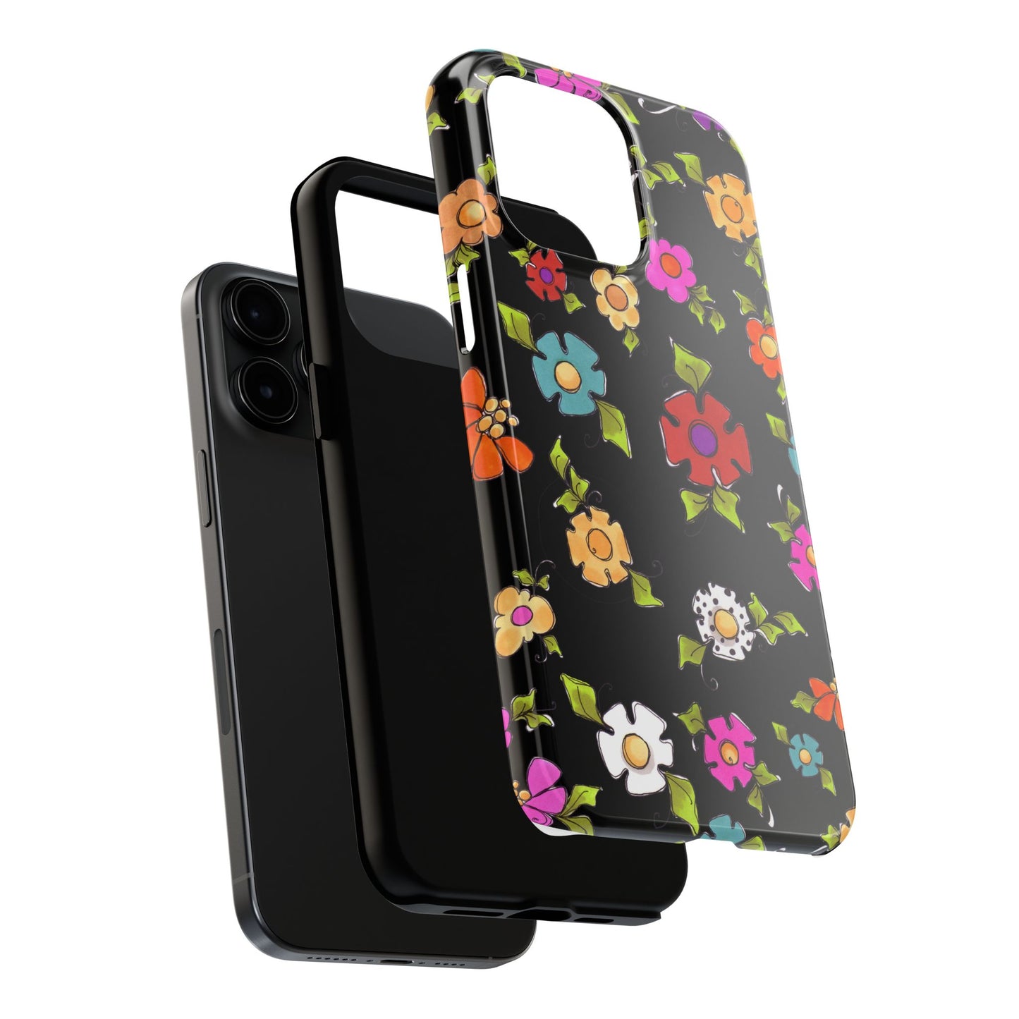 Dog Blooms Black Phone Case