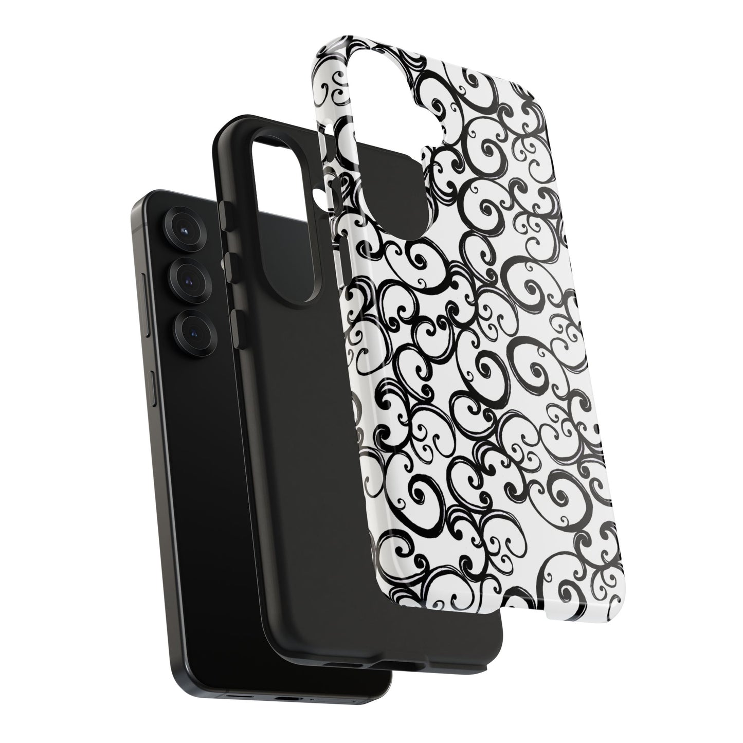 Curls White / Black Phone Case