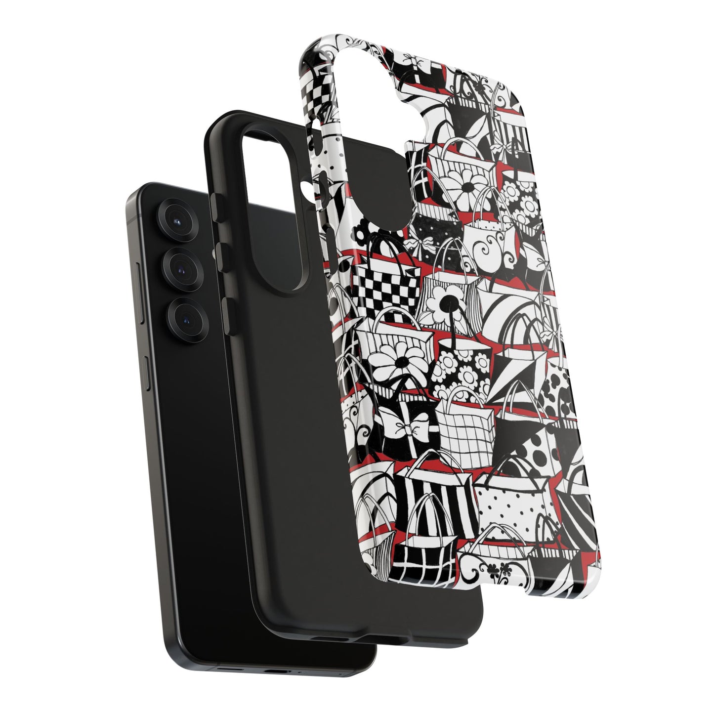 Totally Black, White & Red Phone Case