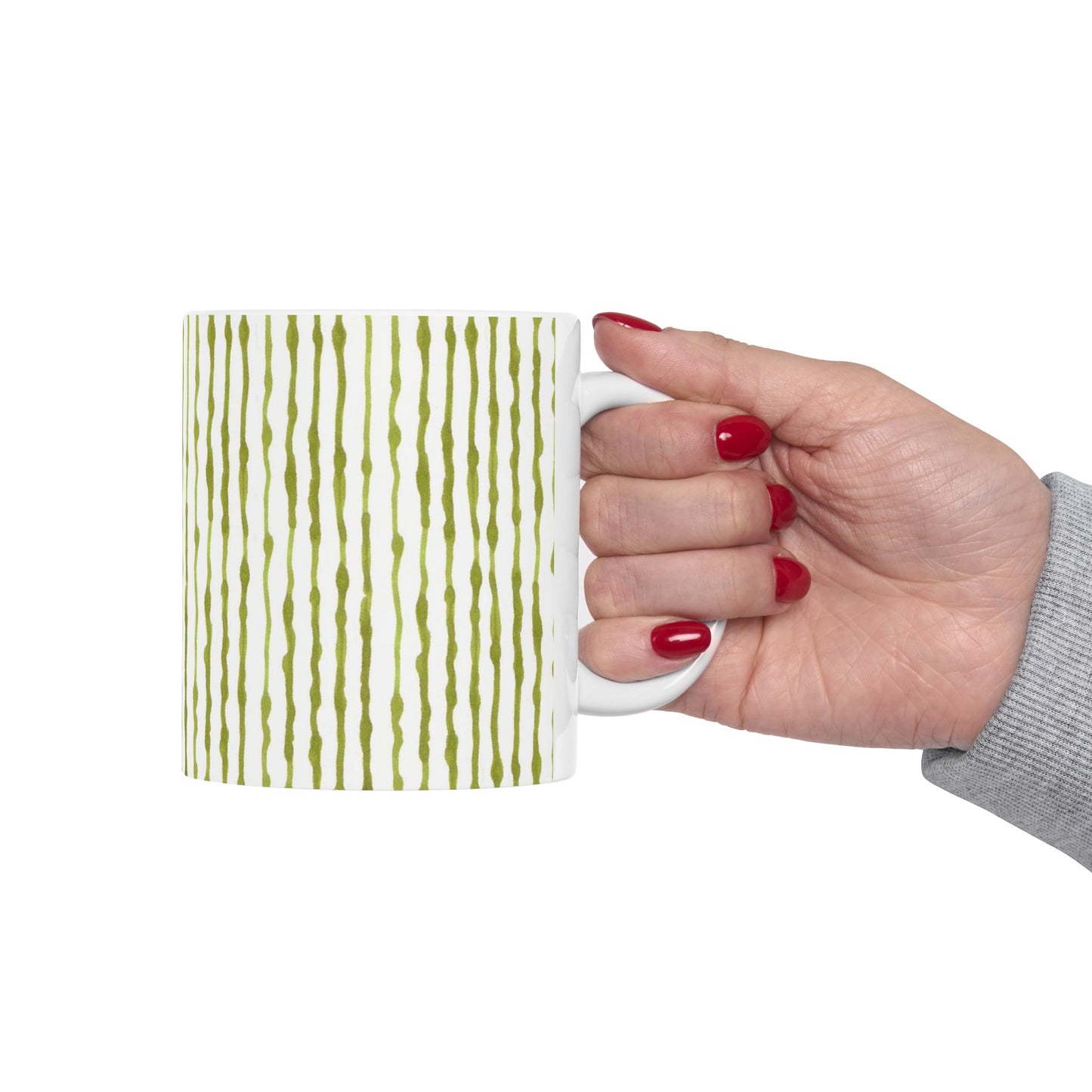 Faux Seersucker White / Green Cup