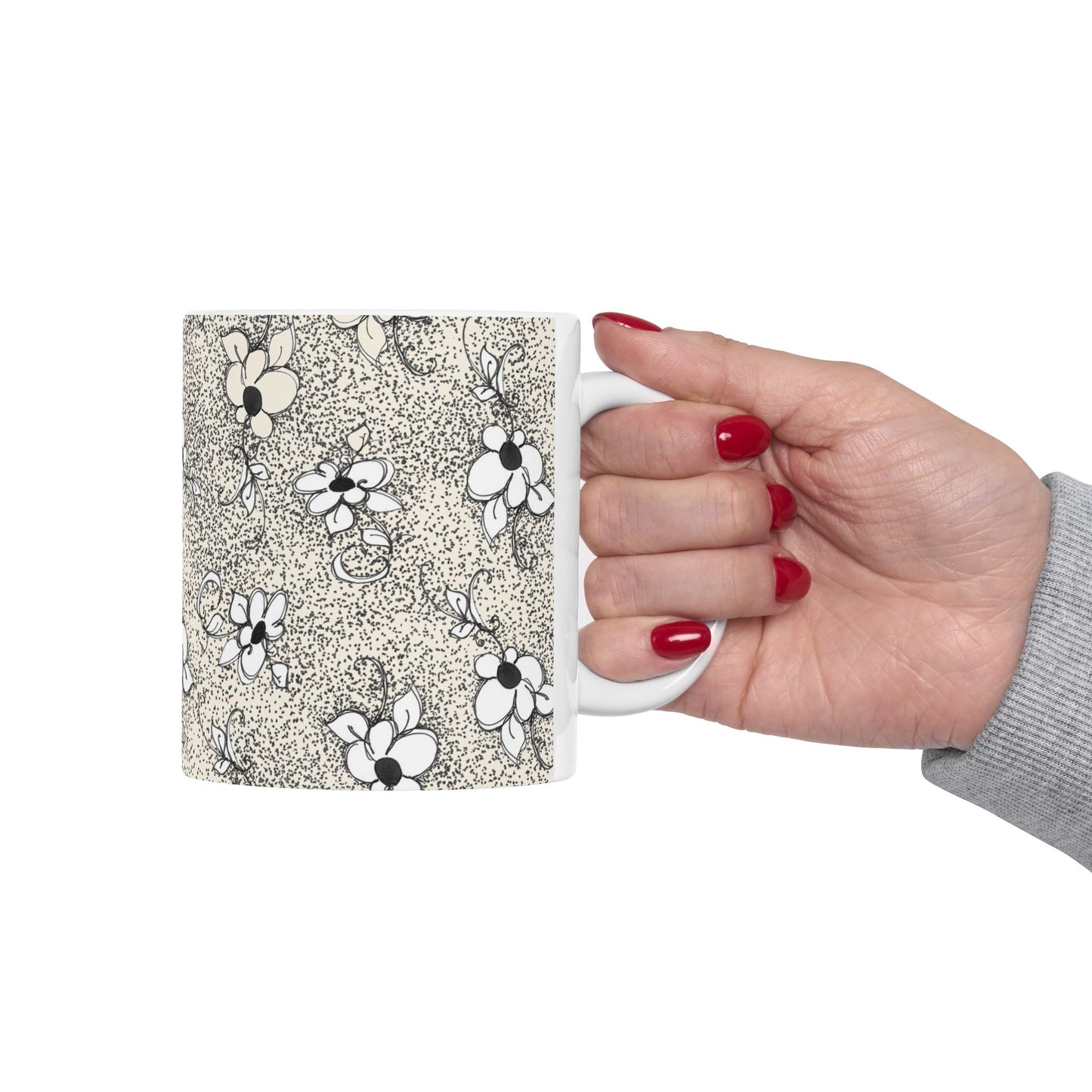 Daisy Specks Ivory / Black Cup