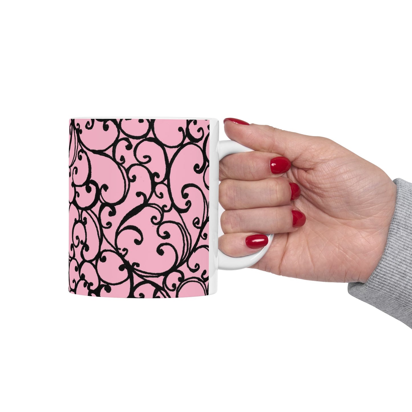 Scrollie Pink / Black Cup