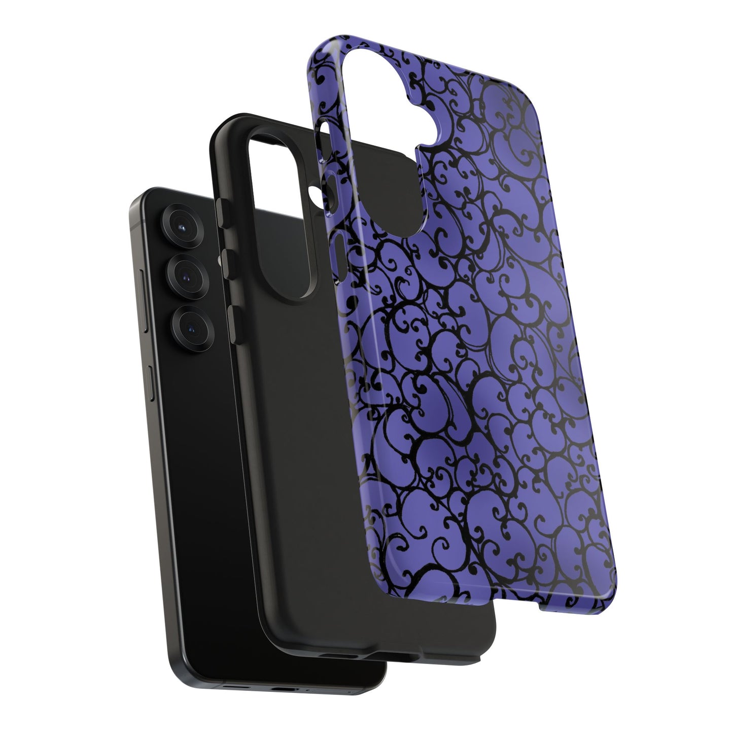 Scrollie Violet / Black Phone Case