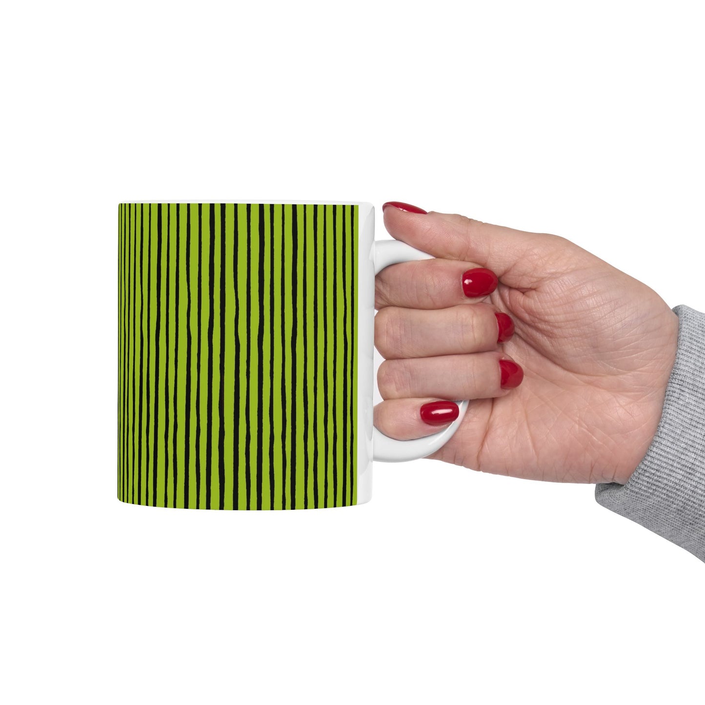 Quirky Pin Stripe Green / Black Cup