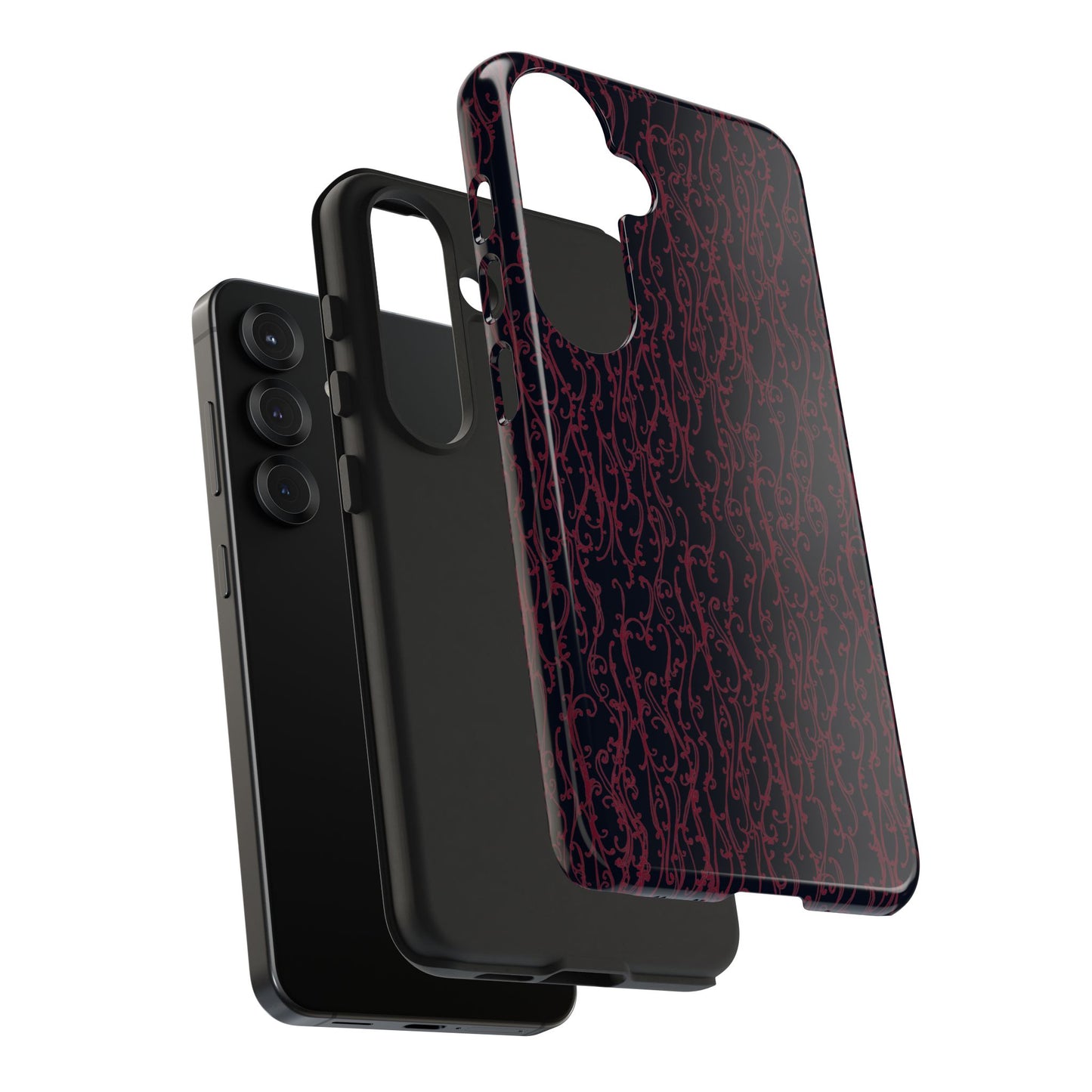 Swan Scroll Black / Red Phone Case