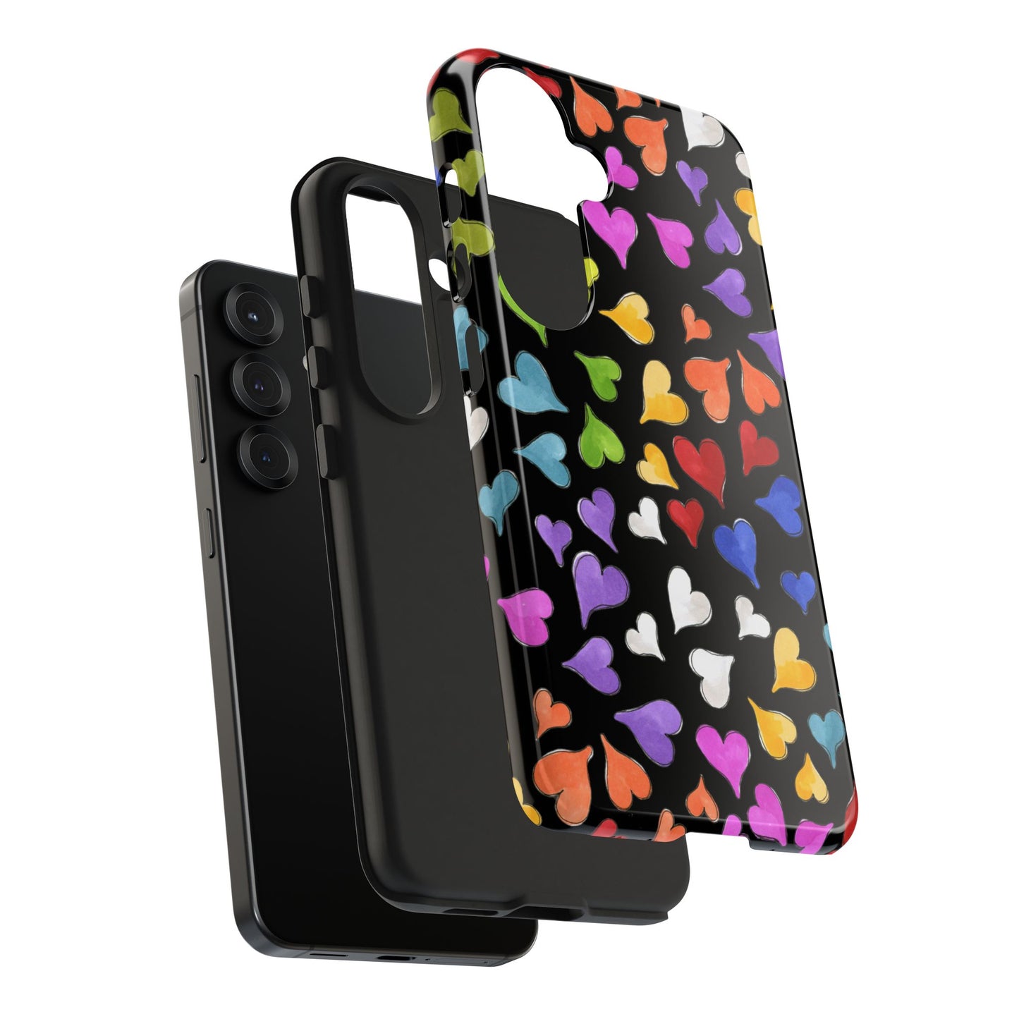 Happy Hearts Black Phone Case