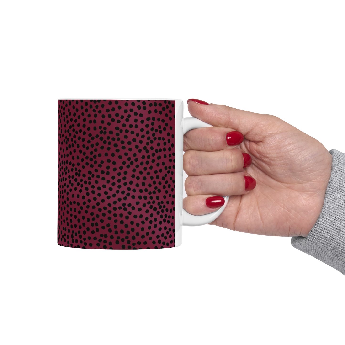 Bitty Dots Burgundy / Black Cup