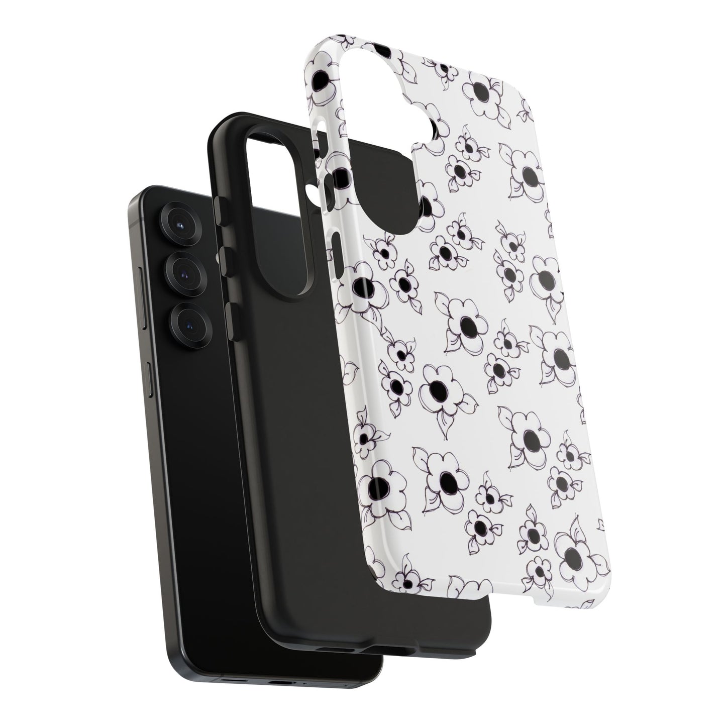 Daisy Cluster White / Black Phone Case