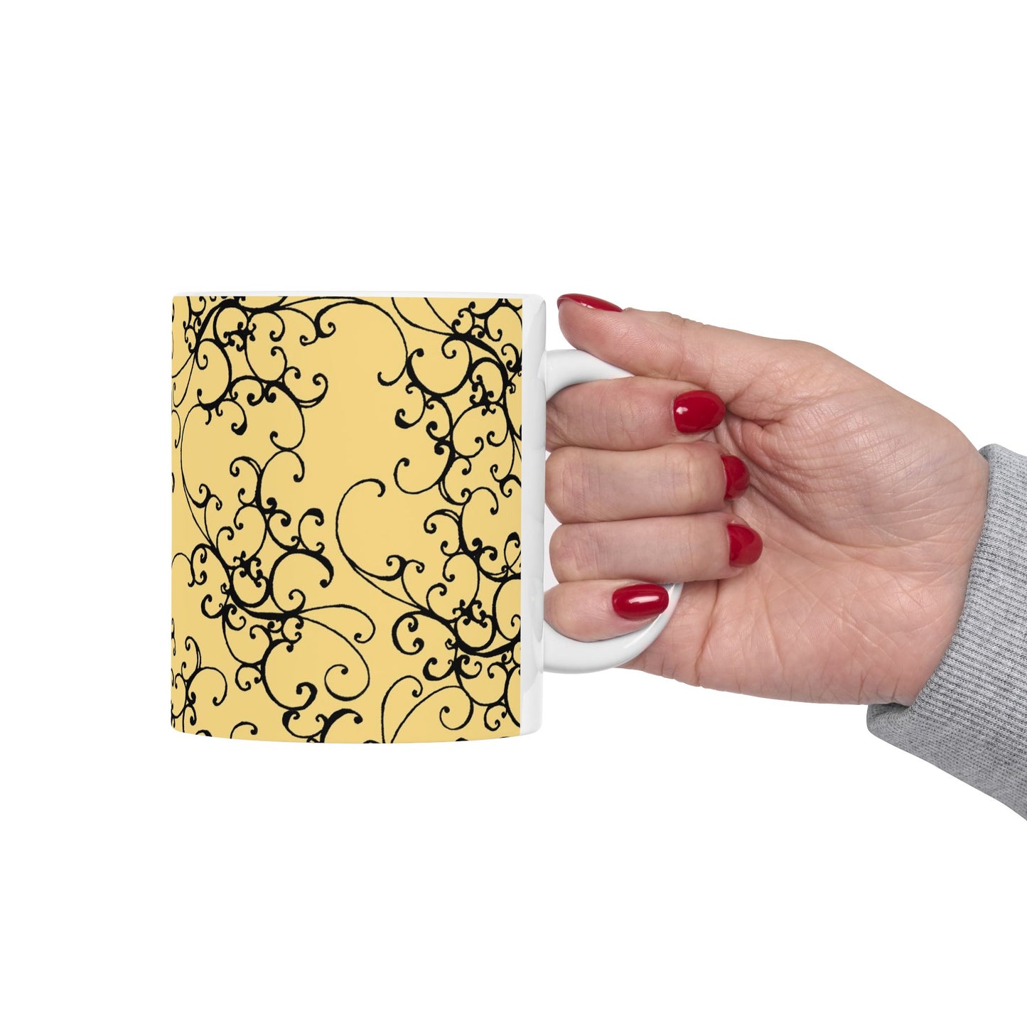 Elegant Scroll Yellow / Black Cup