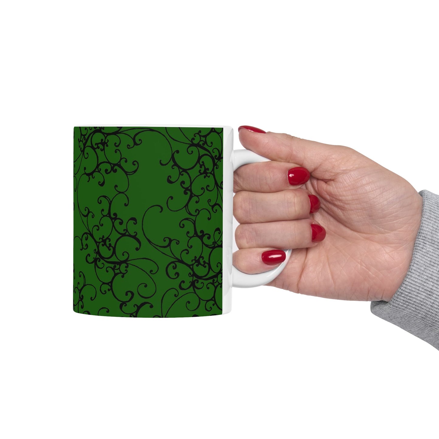 Elegant Scroll Green / Black Cup