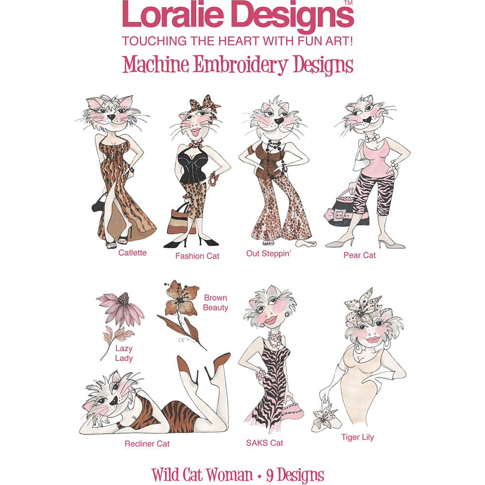 Wild Cat Woman Machine Embroidery Design Collection - FLASH DRIVE