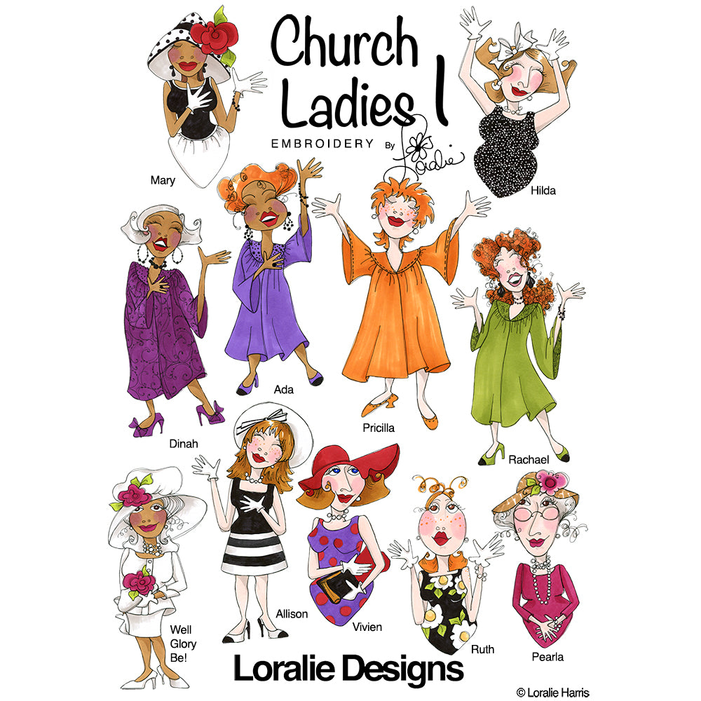 Church Ladies 1 Machine Embroidery Design Collection - FLASH DRIVE