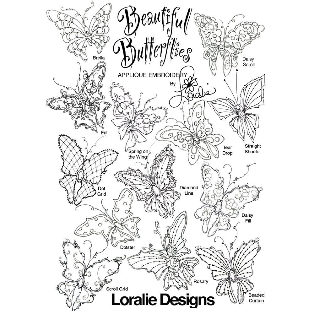 Beautiful Butterflies Machine Embroidery Design Collection - FLASH DRIVE