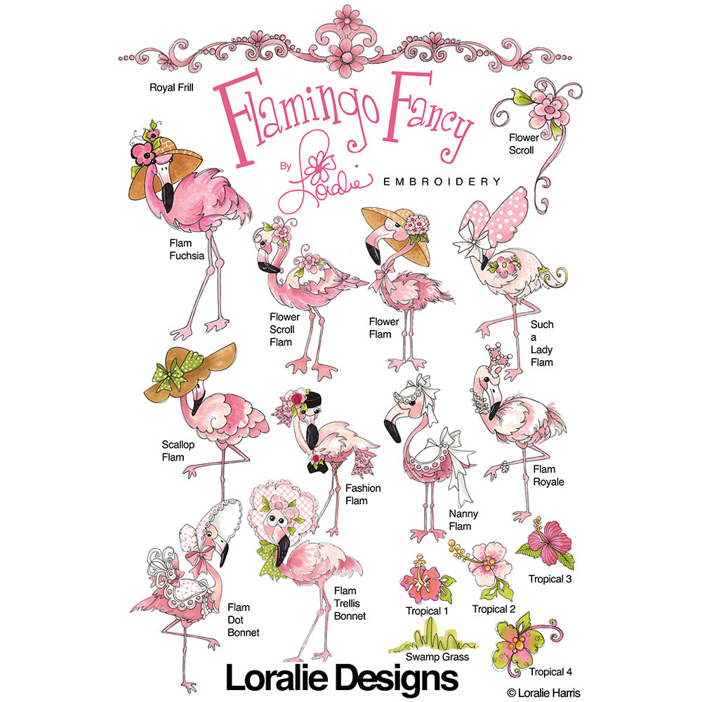 Flamingo Fancy Machine Embroidery Design Collection - DOWNLOAD