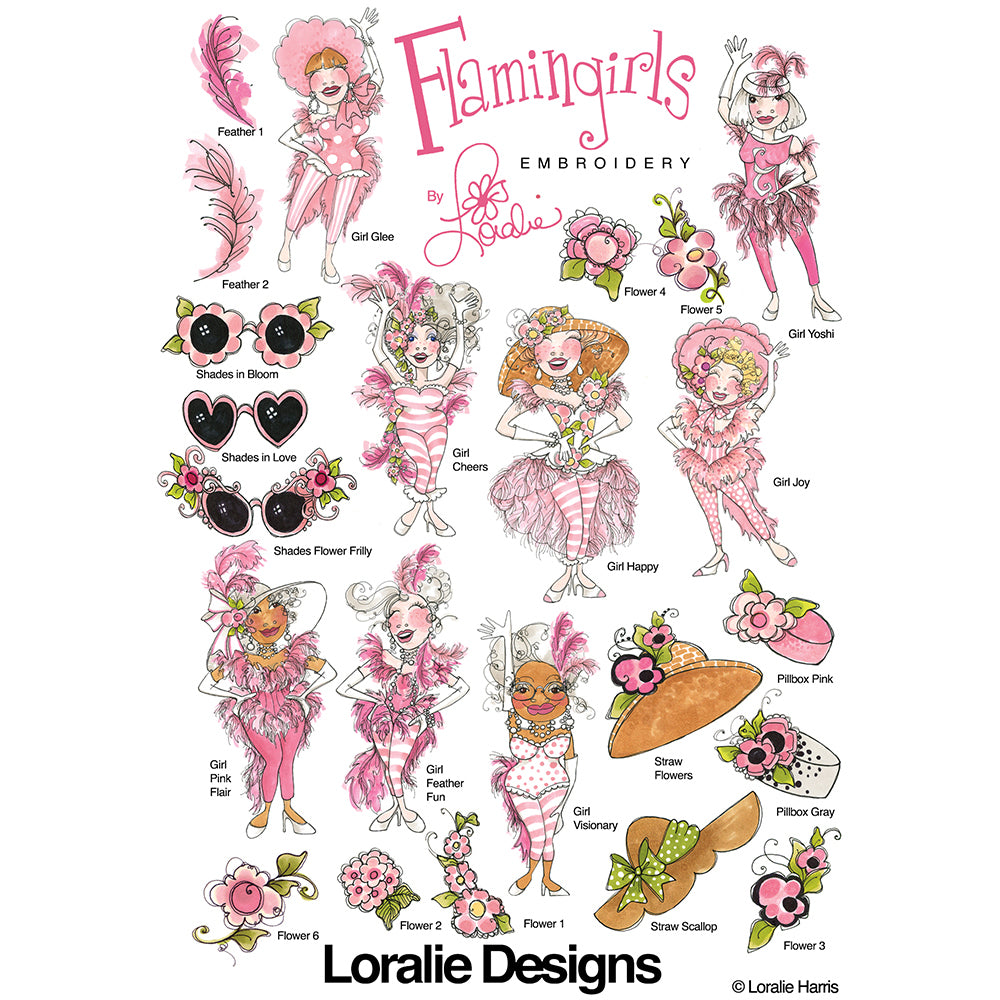 Flamingirls Machine Embroidery Design Collection - FLASH DRIVE