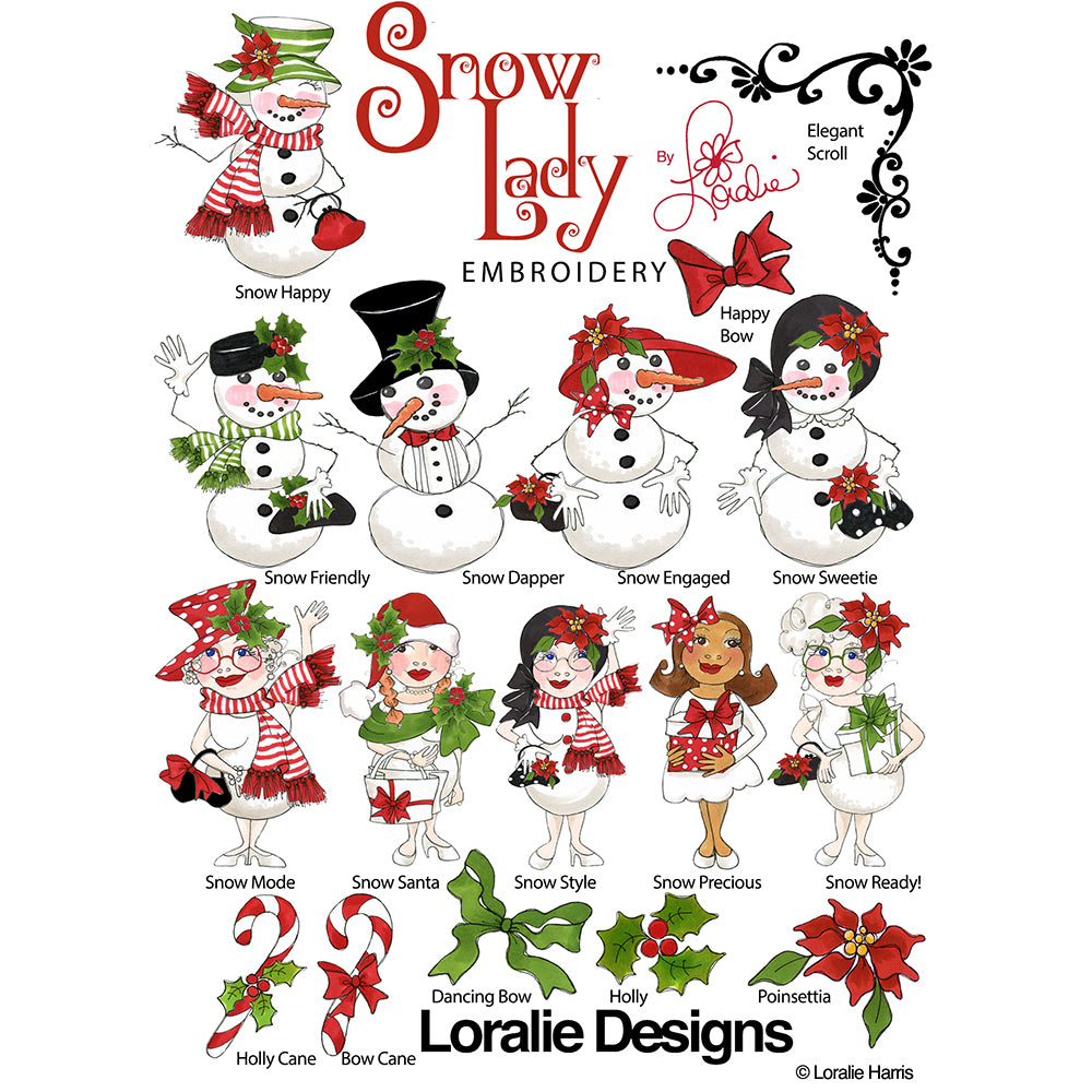 Snow Lady Machine Embroidery Design Collection - FLASH DRIVE