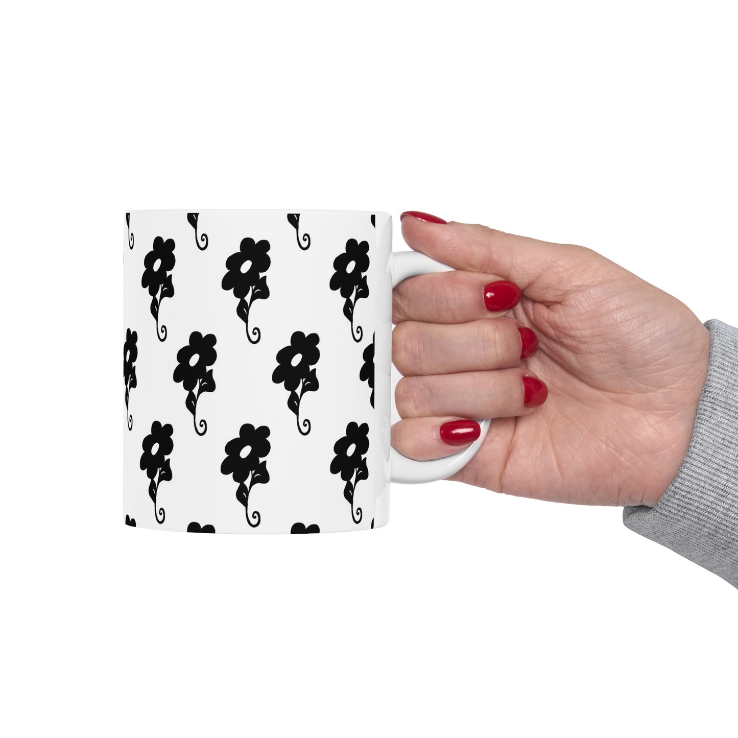 Flowers White / Black Cup