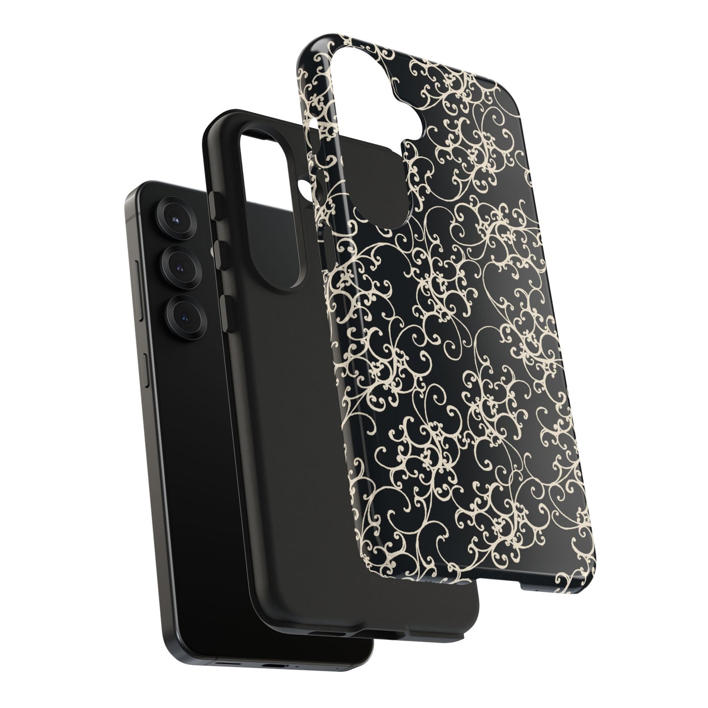 Elegant Scroll Black / Ivory Phone Case