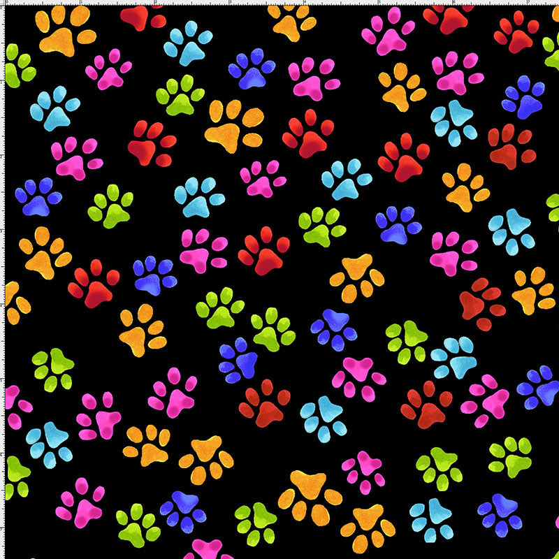 Paws Black Fabric