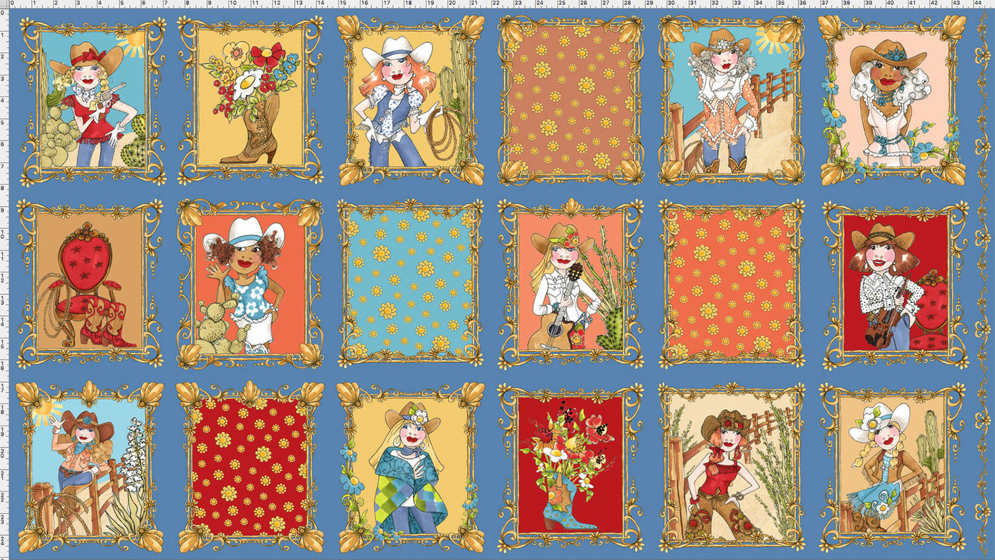 Whoa Girl! Blue Fabric Panel