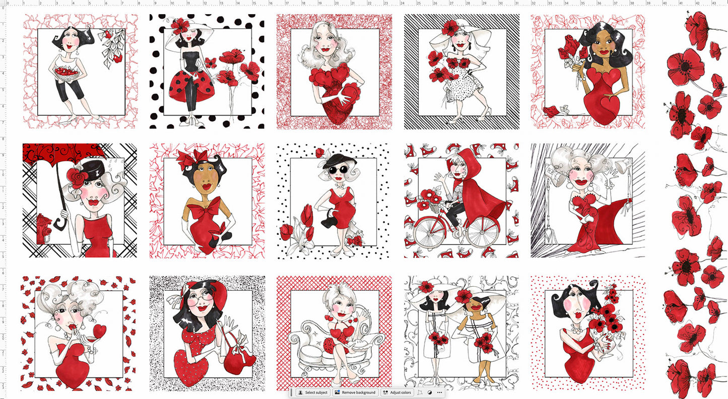 Lady in Red Fabric Panel