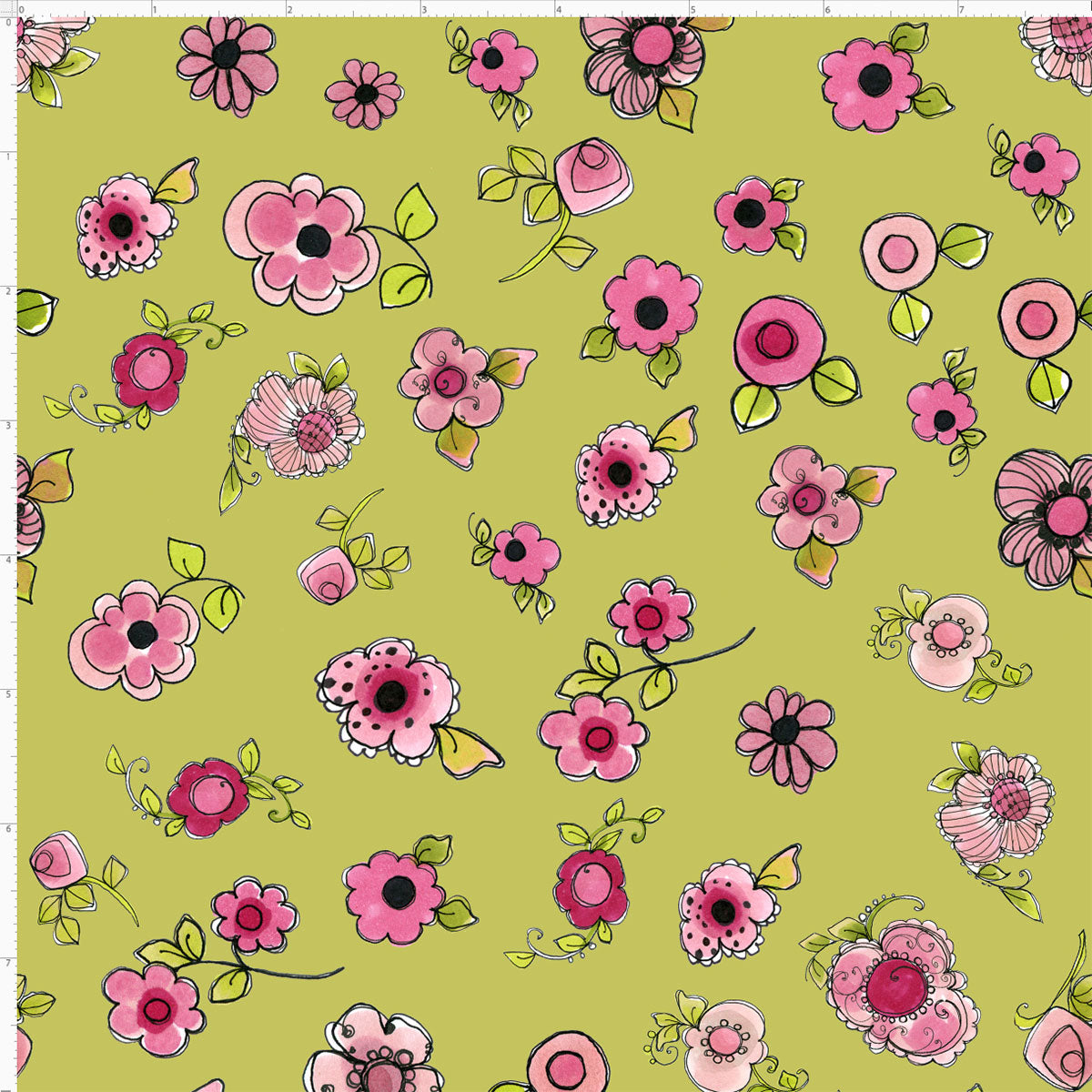 Parlor Posies Green Fabric