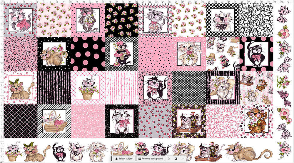 Medley Fancy Cats Fabric Panel