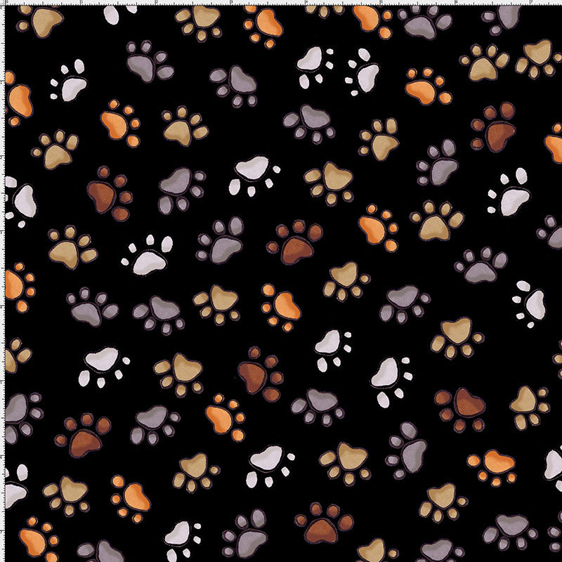 Puppy Paws Black Fabric