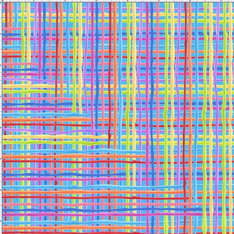 Calico Plaid Turquoise Fabric