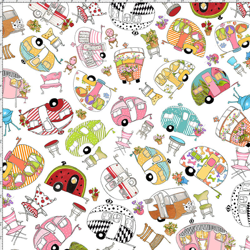 Trailer Toss White Fabric