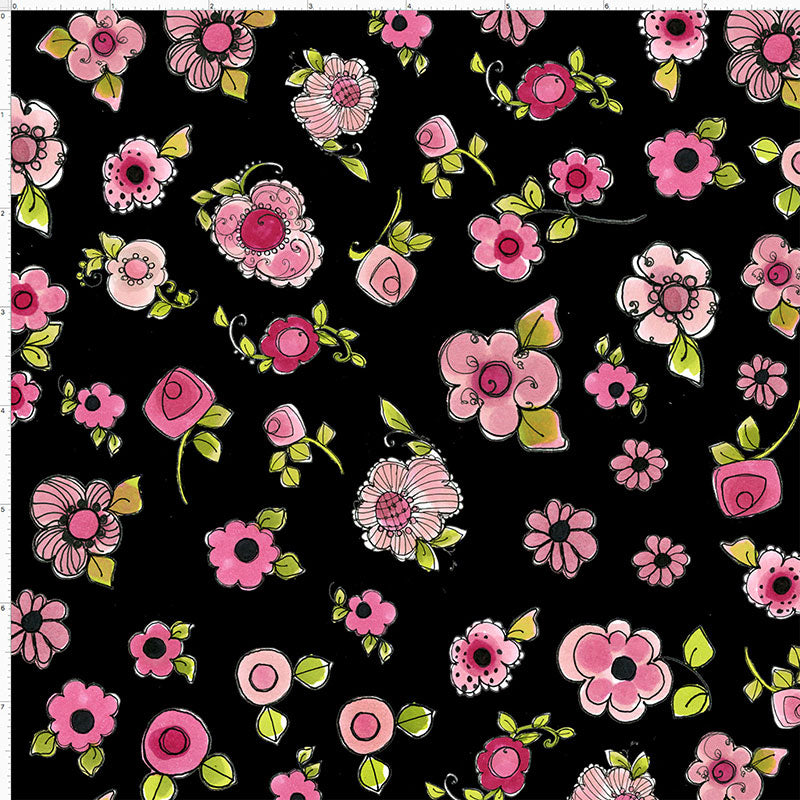 Parlor Posies Black Fabric