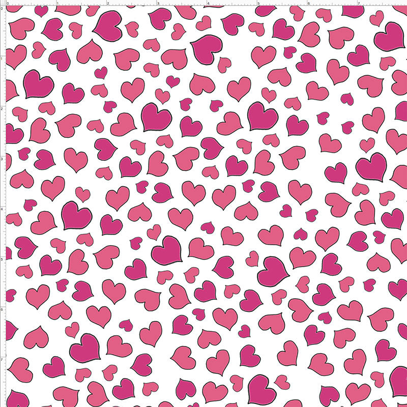 Mini Hearts White Fabric