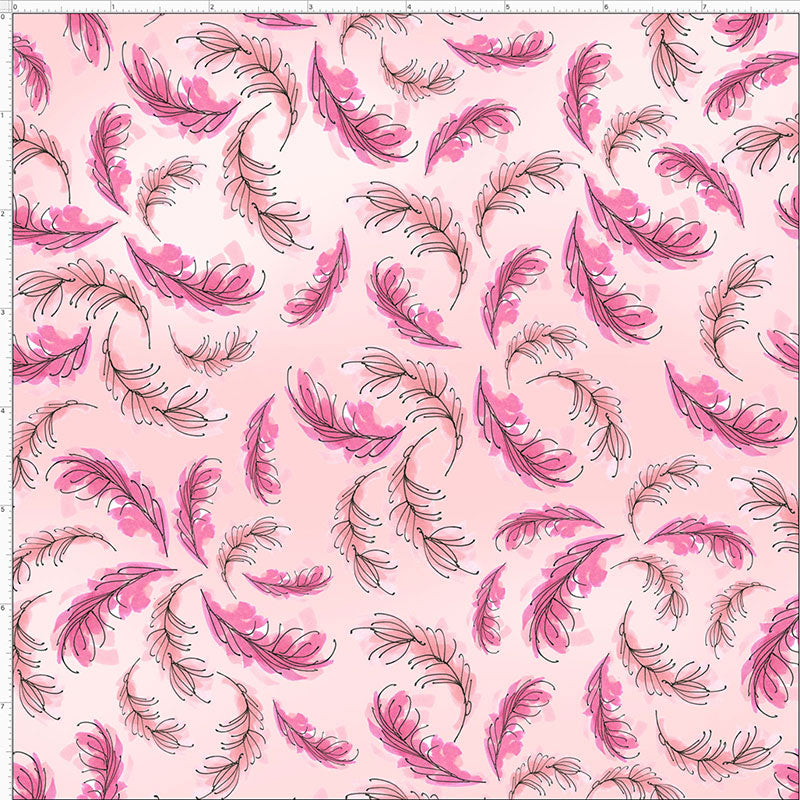 Flam Feathers Pink Fabric