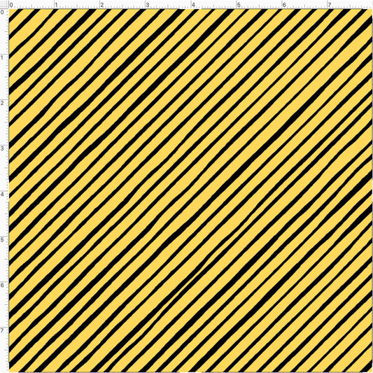 Quirky Bias Stripe Yellow / Black Fabric