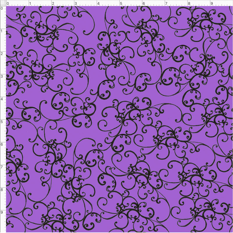 Elegant Scroll Purple / Black Fabric