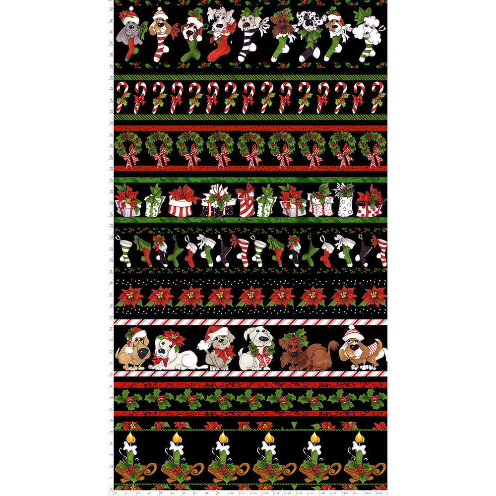 Holiday Borders Black Fabric Panel