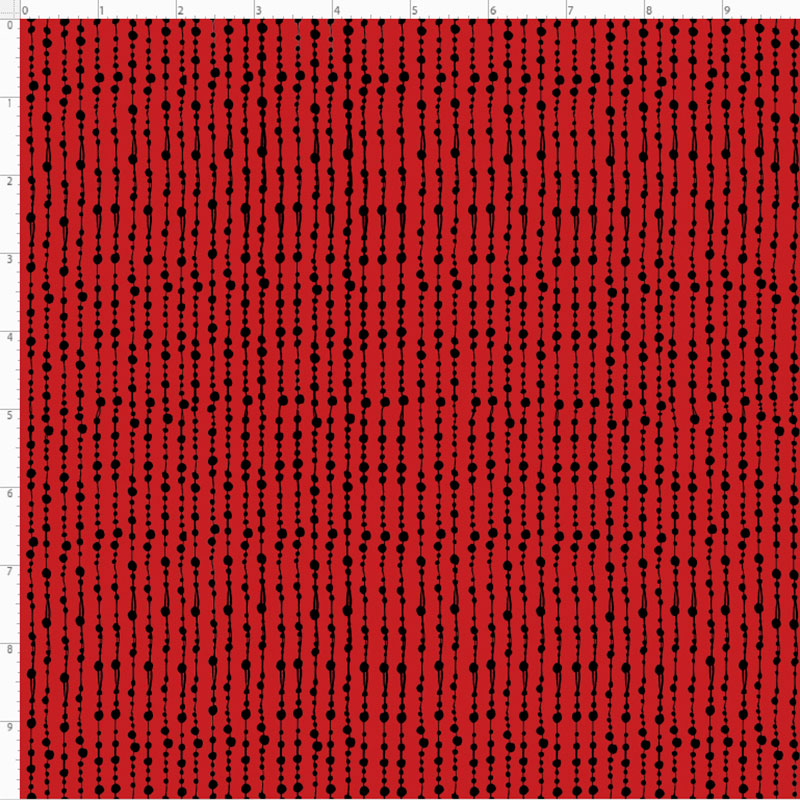 Beaded Curtain Red / Black Fabric